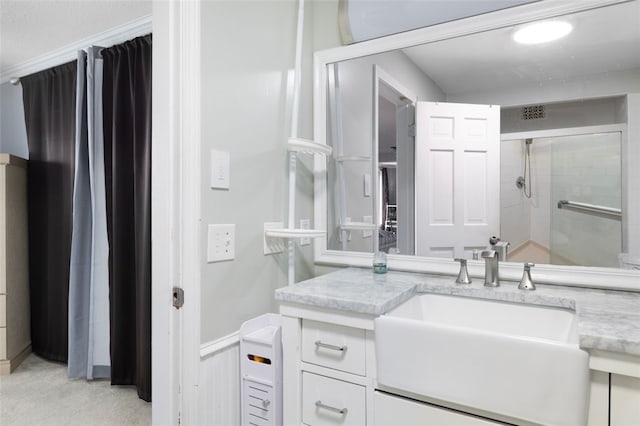 204 Reservoir Ave, Lincoln, RI 02865 - bathroom with vanity, wainscoting, and a shower