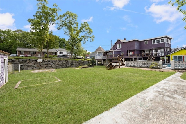 204 Reservoir Ave, Lincoln, RI 02865 - view of yard with stairway and a deck
