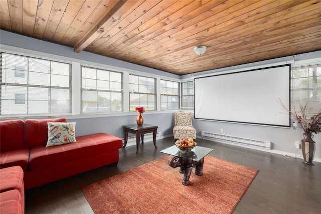 204 Reservoir Ave, Lincoln, RI 02865 - cinema room with a baseboard radiator, wood ceiling, wood finished floors, and baseboards
