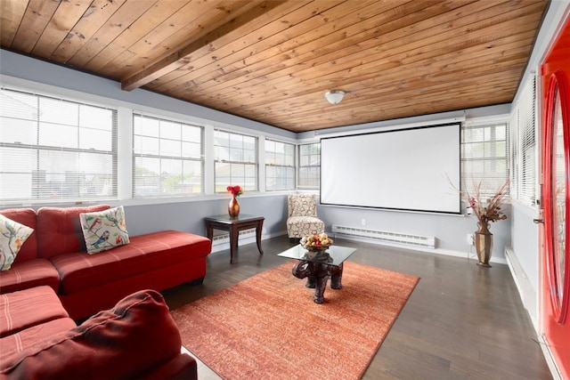 204 Reservoir Ave, Lincoln, RI 02865 - cinema with baseboard heating, wooden ceiling, wood finished floors, and baseboards