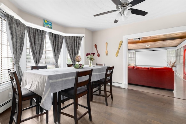 204 Reservoir Ave, Lincoln, RI 02865 - dining space featuring plenty of natural light, wood finished floors, and a baseboard heating unit