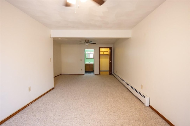 444 Woodward Rd Unit 23, North Providence, RI 02904 - unfurnished room featuring a ceiling fan, a baseboard radiator, light carpet, and baseboards