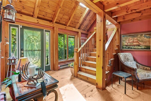 94 S Shore Rd, Burrillville, RI 02859 - staircase with wood ceiling and wood finished floors