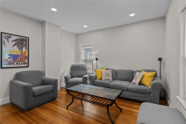 36 Ruth Ave, East Providence, RI 02916 - living room featuring wood finished floors, baseboards, and recessed lighting