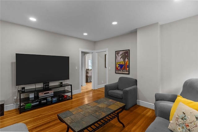 36 Ruth Ave, East Providence, RI 02916 - living area with wood finished floors, baseboards, and recessed lighting
