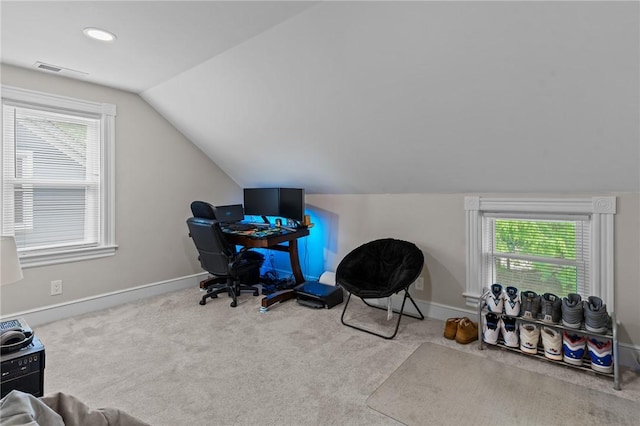 36 Ruth Ave, East Providence, RI 02916 - office space with lofted ceiling, carpet flooring, baseboards, and recessed lighting