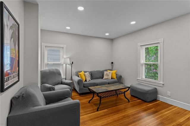 36 Ruth Ave, East Providence, RI 02916 - living room with light wood-style flooring, recessed lighting, and baseboards