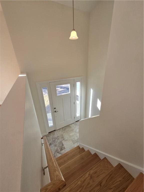 10 Sheffield Rd, Smithfield, RI 02828 - entryway with stairs and a high ceiling