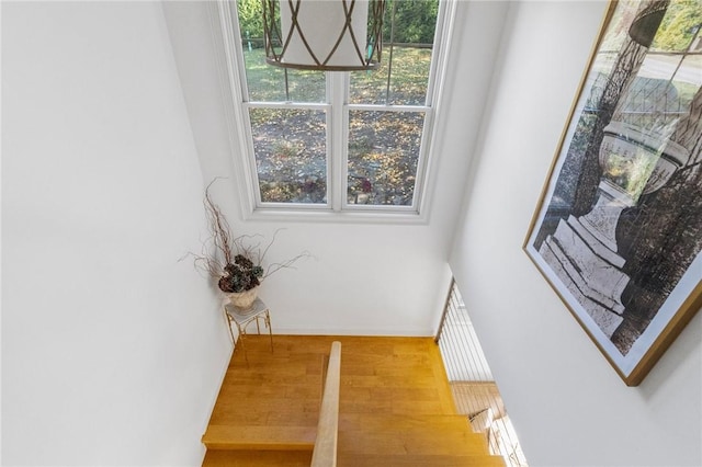 85 Frigate St, Jamestown, RI 02832 - staircase with wood finished floors and baseboards