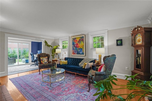 11 Elmcroft Ave, Providence, RI 02909 - living area with crown molding, baseboards, and wood finished floors