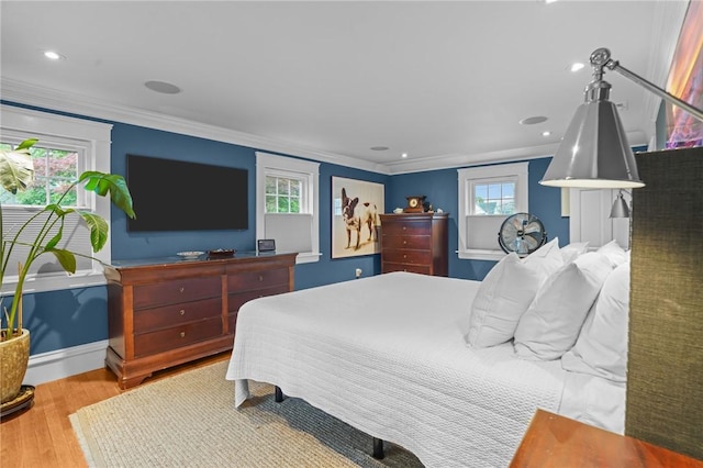 11 Elmcroft Ave, Providence, RI 02909 - bedroom featuring wood finished floors, ornamental molding, baseboards, and recessed lighting