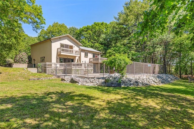11 Noto Dr, North Providence, RI 02904 - rear view of property featuring a balcony and a yard