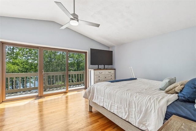 11 Noto Dr, North Providence, RI 02904 - bedroom with access to outside, multiple windows, lofted ceiling, wood finished floors, and a ceiling fan