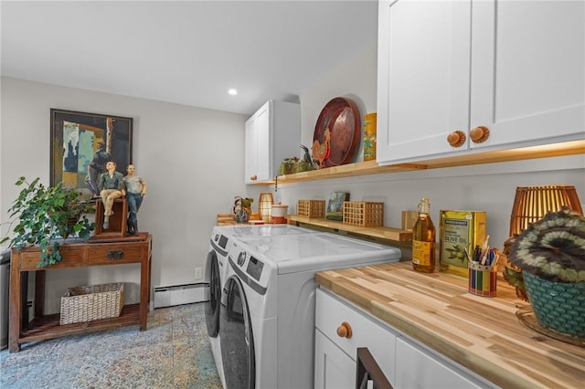 25 King Philip Rd, Pawtucket, RI 02861 - washroom with independent washer and dryer, baseboard heating, cabinet space, and recessed lighting
