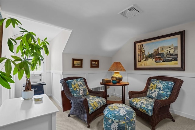 25 King Philip Rd, Pawtucket, RI 02861 - living area featuring carpet floors and lofted ceiling