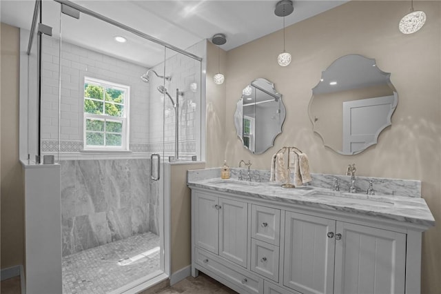 25 King Philip Rd, Pawtucket, RI 02861 - bathroom with a shower stall and double vanity