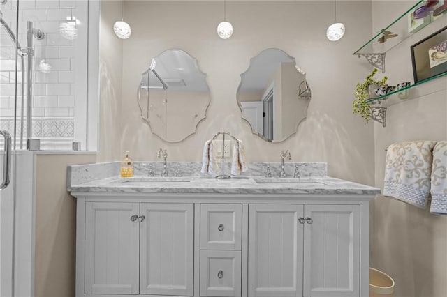 25 King Philip Rd, Pawtucket, RI 02861 - bathroom with double vanity and a tile shower