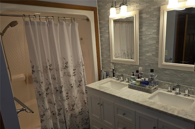 190 Broad Rock Rd, South Kingstown, RI 02879 - full bath featuring double vanity and a shower with shower curtain