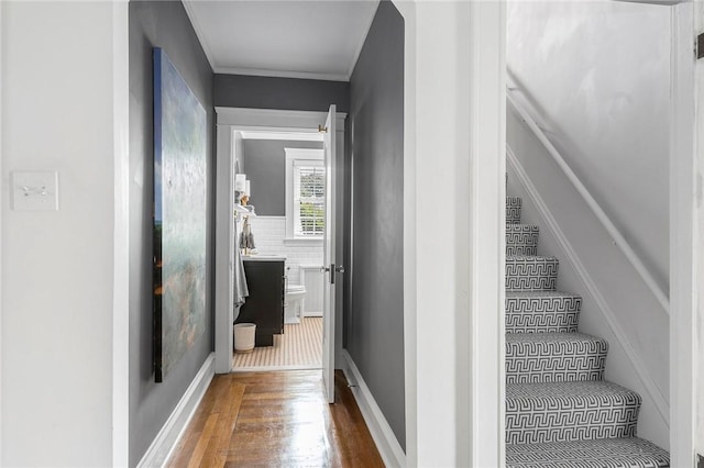 34 Dryden Ave, Pawtucket, RI 02860 - stairway with wood finished floors and baseboards