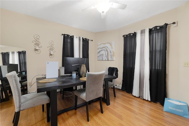 22 Myrtle St, Pawtucket, RI 02860 - dining room featuring a ceiling fan, light wood-type flooring, and an office area