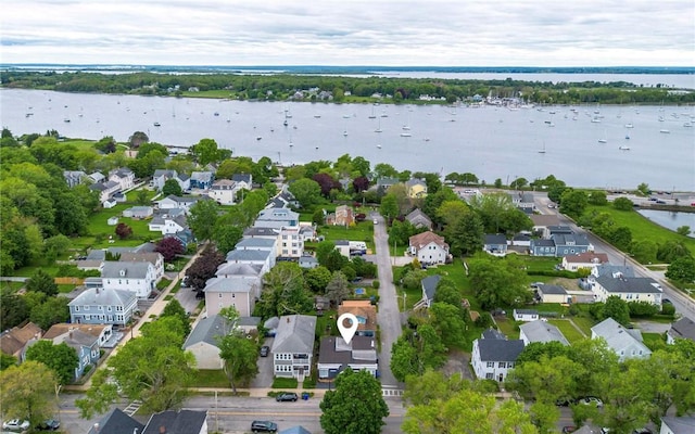 413 High St, Bristol, RI 02809 - aerial perspective of suburban area with a large body of water