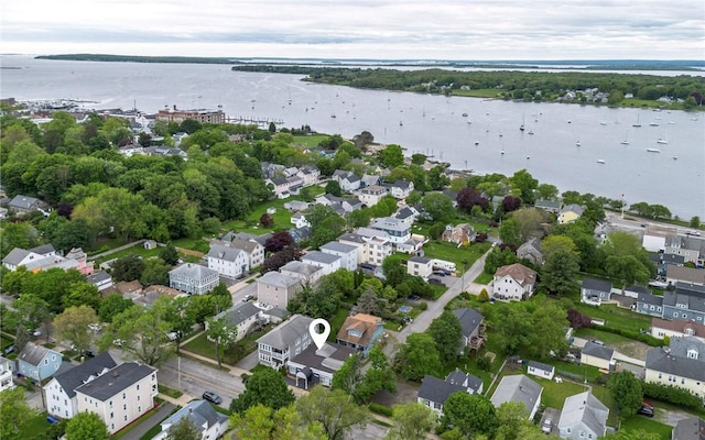 413 High St, Bristol, RI 02809 - aerial overview of property's location featuring a large body of water and nearby suburban area