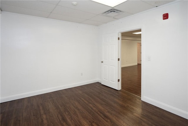 413 High St, Bristol, RI 02809 - spare room featuring dark wood-style flooring and a paneled ceiling