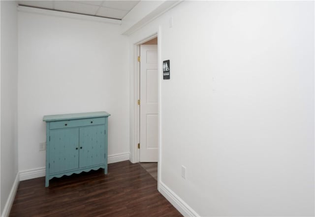 413 High St, Bristol, RI 02809 - hallway with dark wood-style flooring and a paneled ceiling