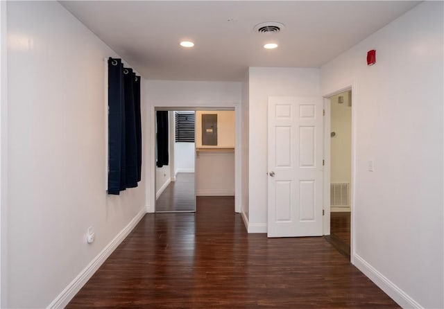 413 High St, Bristol, RI 02809 - hallway with dark wood-style floors and recessed lighting