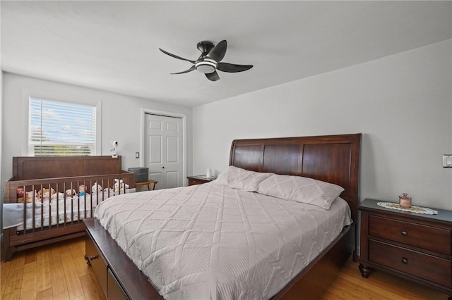 15 Lawnacre Dr, North Providence, RI 02911 - bedroom featuring light wood-style flooring, ceiling fan, and a closet
