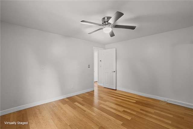 15 Lawnacre Dr, North Providence, RI 02911 - empty room featuring baseboards, light wood-style floors, and ceiling fan