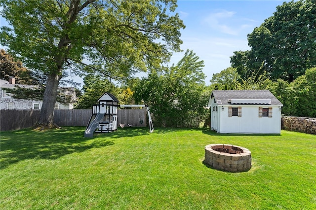 23 Revere St, Pawtucket, RI 02861 - view of yard featuring a playground and an outdoor fire pit