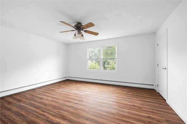 123 Forestwood Dr, North Providence, RI 02904 - spare room with ceiling fan, wood finished floors, a baseboard heating unit, and baseboards