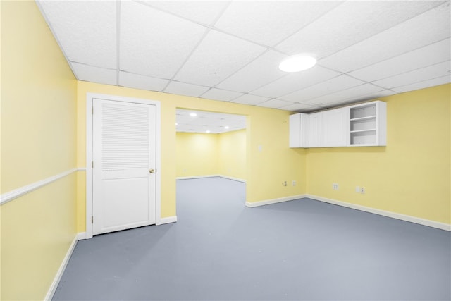 123 Forestwood Dr, North Providence, RI 02904 - finished below grade area featuring baseboards and a paneled ceiling