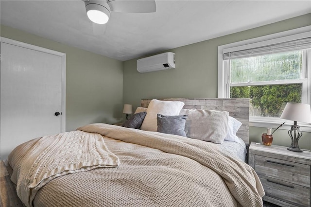 156 Davis Ave, Cranston, RI 02910 - bedroom featuring a wall mounted air conditioner and a ceiling fan