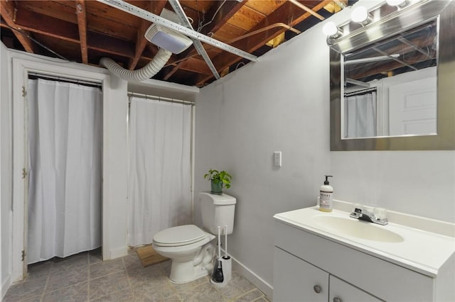 156 Davis Ave, Cranston, RI 02910 - full bathroom with vanity, toilet, baseboards, and a shower with curtain