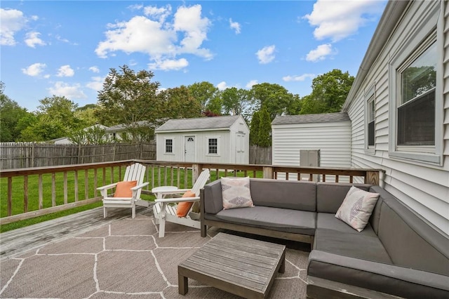 156 Davis Ave, Cranston, RI 02910 - view of patio / terrace with an outdoor living space, a wooden deck, and an outdoor structure