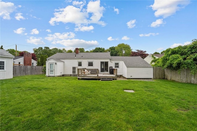 156 Davis Ave, Cranston, RI 02910 - rear view of house with a deck and a chimney