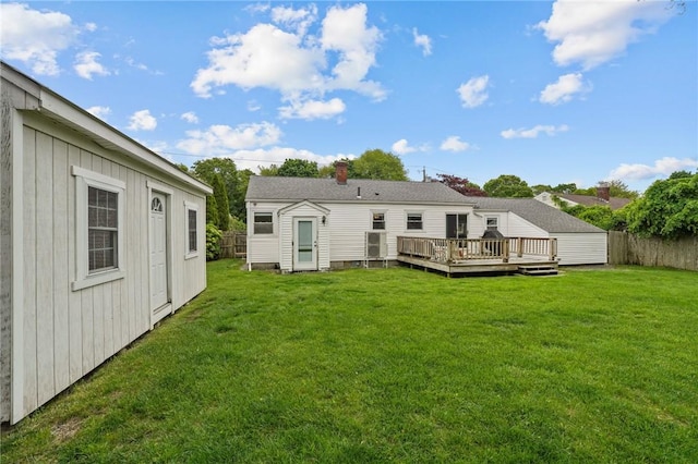 156 Davis Ave, Cranston, RI 02910 - rear view of house featuring a wooden deck and an outdoor structure