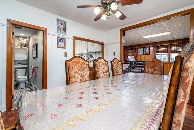 85 Herschel St, Providence, RI 02909 - dining room with baseboard heating and a ceiling fan