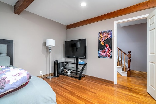 85 Herschel St, Providence, RI 02909 - bedroom with beamed ceiling, light wood-type flooring, and recessed lighting
