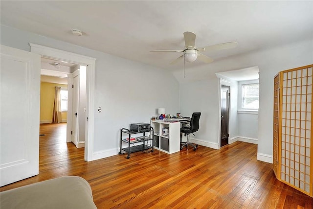 796 Pontiac Ave, Cranston, RI 02910 - office space with wood finished floors, ceiling fan, and baseboards