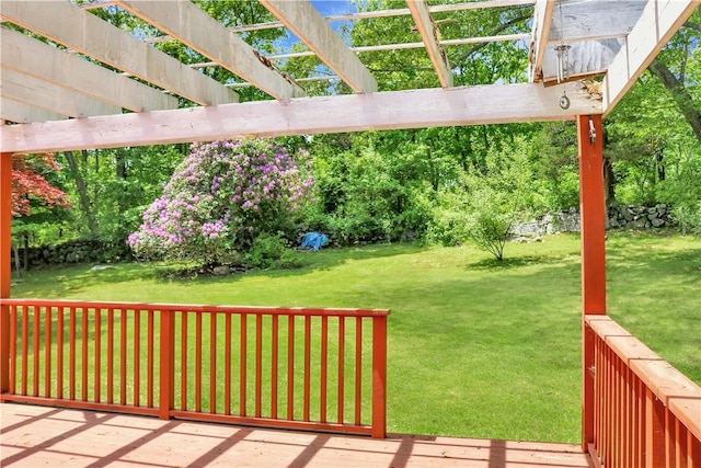 40 Boombridge Rd, Westerly, RI 02891 - wooden deck with a lawn and a pergola