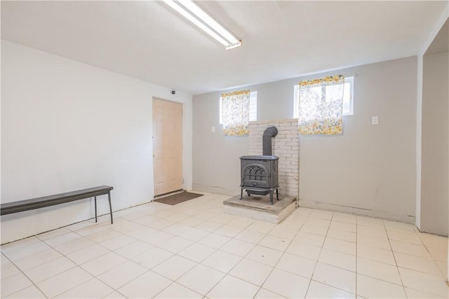 79 George Waterman Rd, Johnston, RI 02919 - below grade area featuring a wood stove