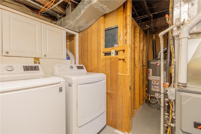79 George Waterman Rd, Johnston, RI 02919 - laundry area featuring independent washer and dryer, gas water heater, and cabinet space