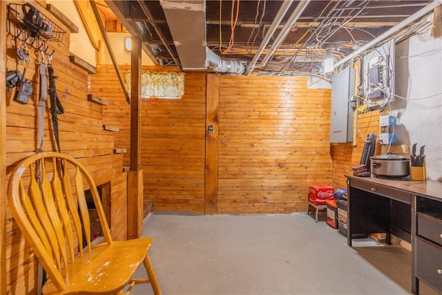 79 George Waterman Rd, Johnston, RI 02919 - unfinished below grade area featuring electric panel and wooden walls