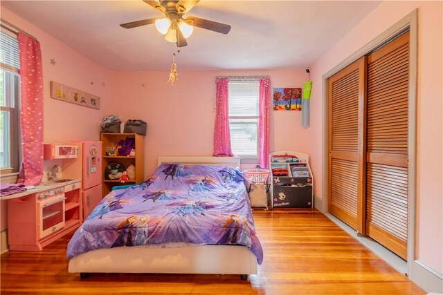 79 George Waterman Rd, Johnston, RI 02919 - bedroom featuring wood finished floors, a closet, and ceiling fan
