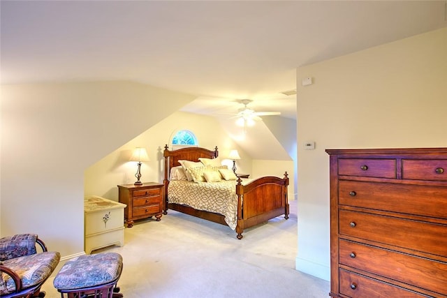 45 Burns Way E, Greenwich, RI 02818 - bedroom featuring light carpet, lofted ceiling, and ceiling fan