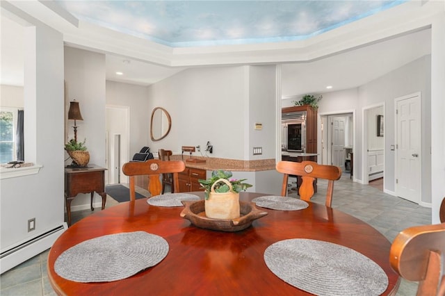 95 Pheasant Dr, East Greenwich, RI 02818 - dining space featuring a baseboard heating unit and recessed lighting