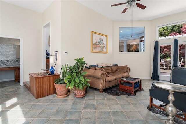 95 Pheasant Dr, East Greenwich, RI 02818 - living area with ceiling fan and baseboards